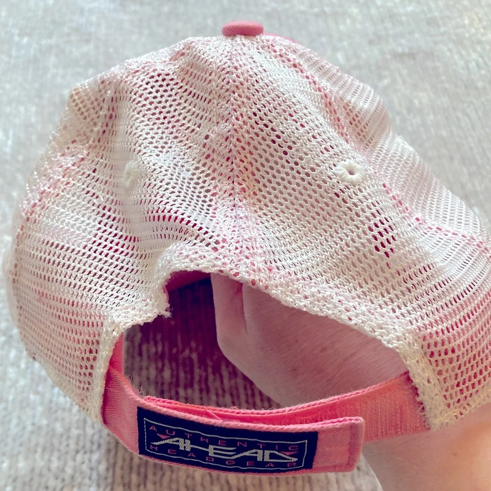 Ahead Lacrosse Dog Trucker Hat‎ Pink White Adjustable Girls OS